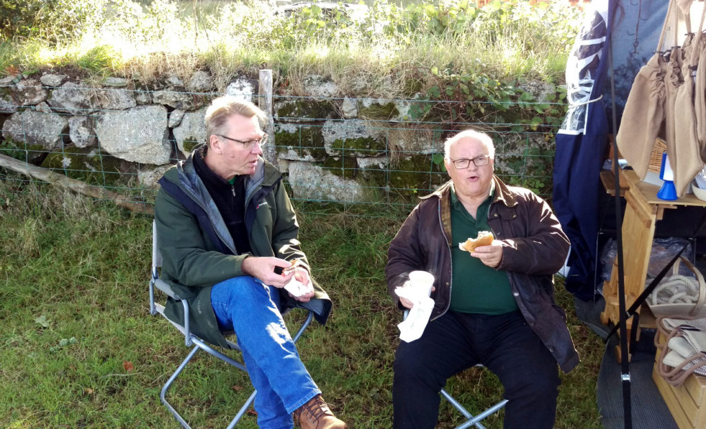 Rod and David Sampling the delights at Widecombe Fair 2017