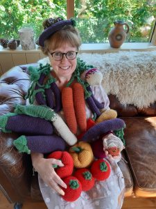 Kim and her twool vegetables for Harvest