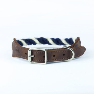 navy white dog collar