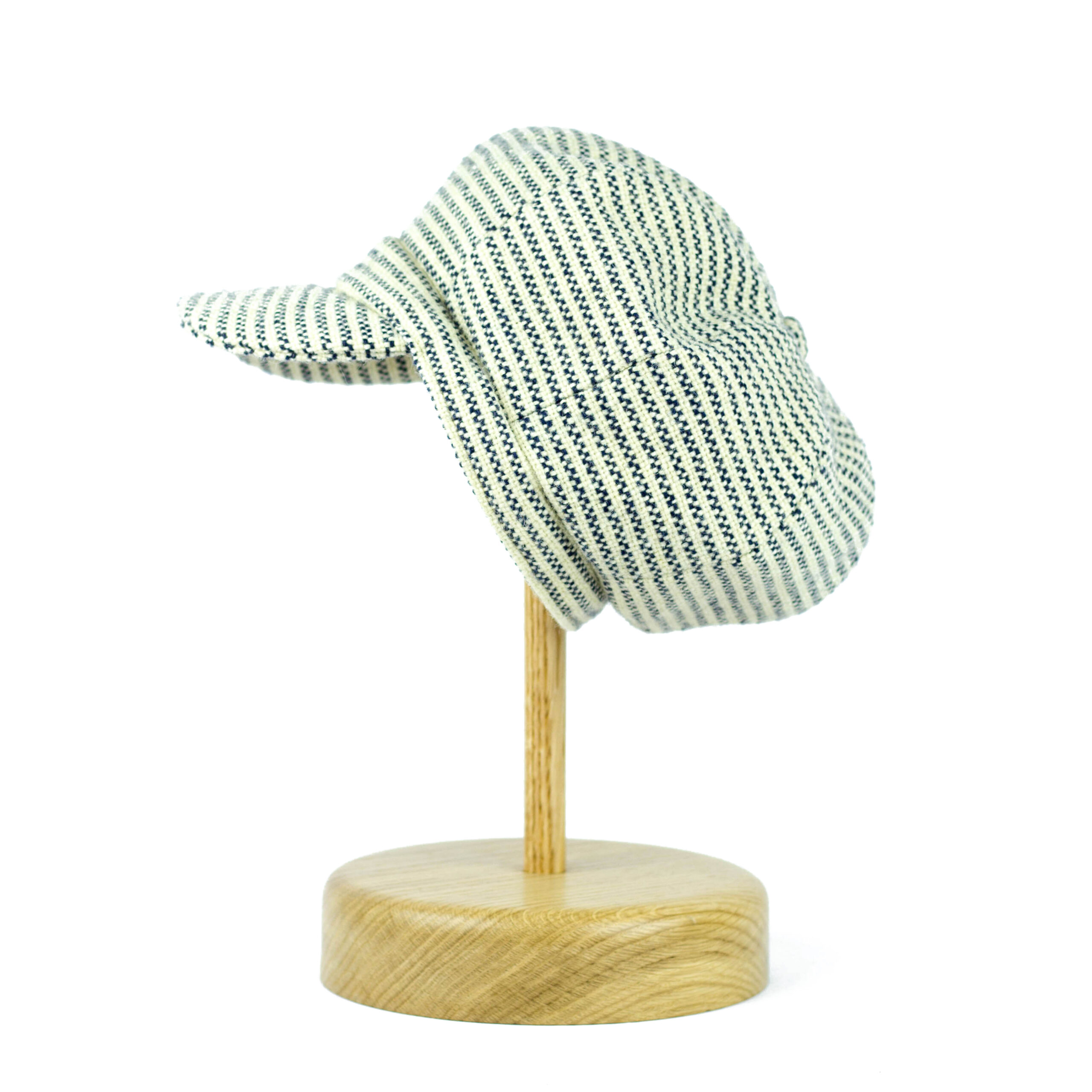 1960's Style Blue & White Stripe Tweed Cap - Image 3